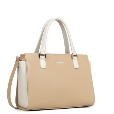 Sac à main Zippée M Smooth Lancaster 437-03 Beige - Ecru