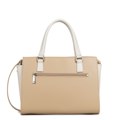 Sac à main Zippée M Smooth Lancaster 437-03 Beige - Ecru