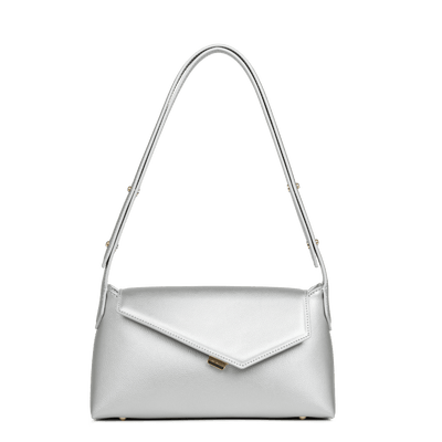 Sac besace A rabat avec fermoir Zoé 2.0 Lancaster 480-012 Argent