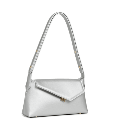 Sac besace A rabat avec fermoir Zoé 2.0 Lancaster 480-012 Argent