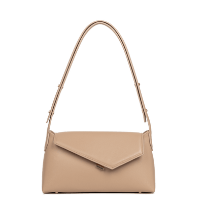 Sac besace A rabat avec fermoir Zoé 2.0 Lancaster 480-012 Beige Foncé