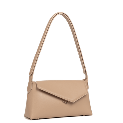 Sac besace A rabat avec fermoir Zoé 2.0 Lancaster 480-012 Beige Foncé