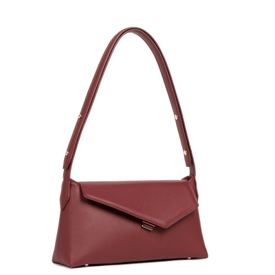 Sac besace A rabat avec fermoir Zoé 2.0 Lancaster 480-012 Bordeaux