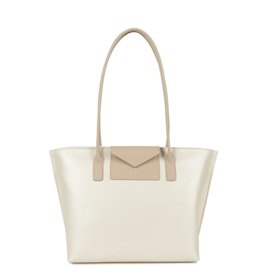 Sac cabas épaule Zippée M Maya Lancaster 517-29 Blanc Nacré