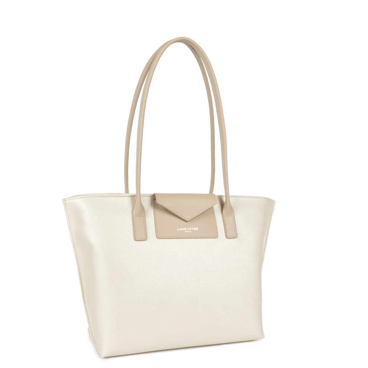 Sac cabas épaule Zippée M Maya Lancaster 517-29 Blanc Nacré