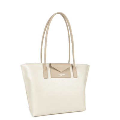 Sac cabas épaule Zippée M Maya Lancaster 517-29 Blanc Nacré