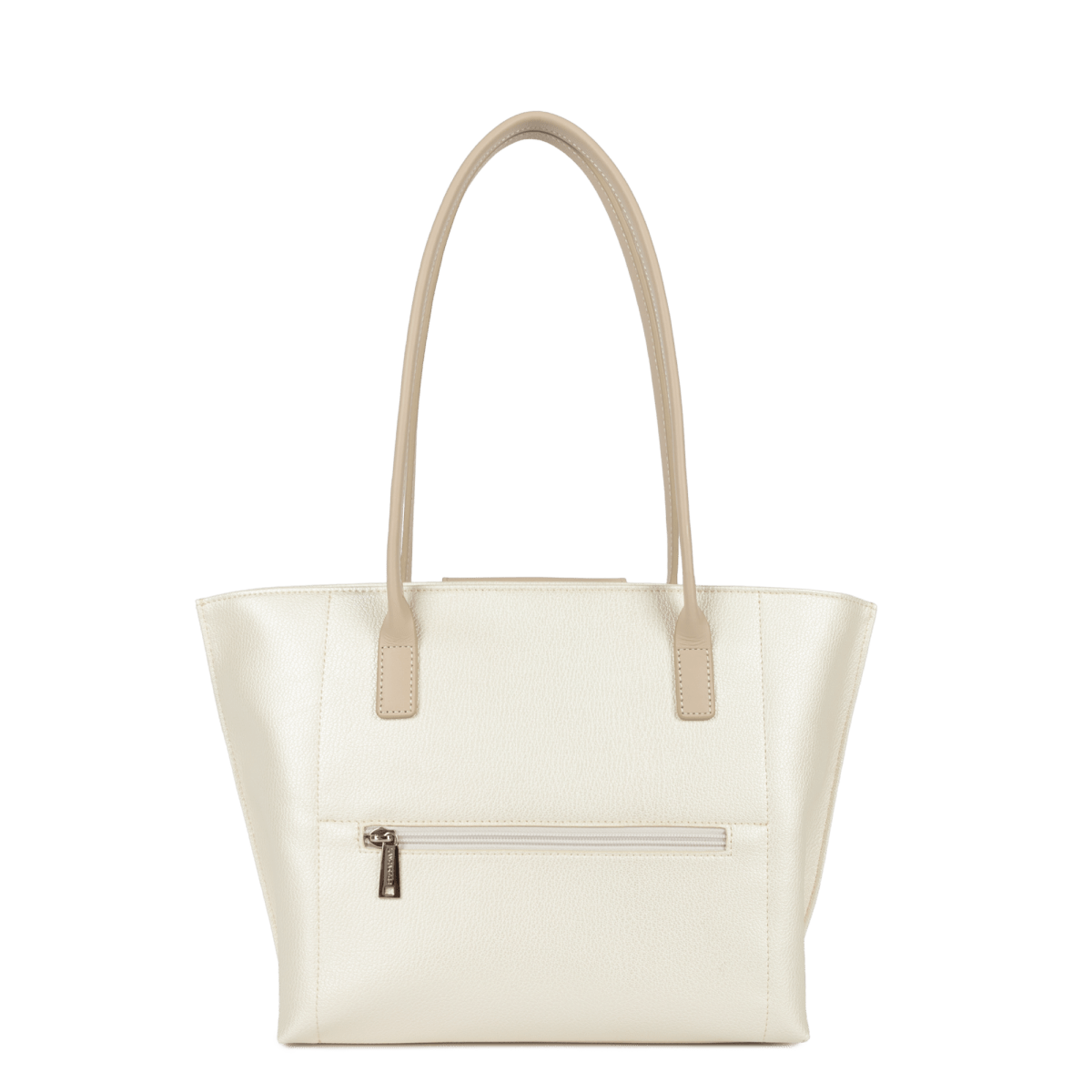 Sac cabas épaule Zippée M Maya Lancaster 517-29 Blanc Nacré