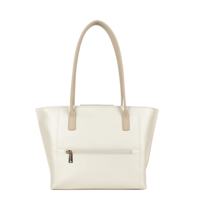 Sac cabas épaule Zippée M Maya Lancaster 517-29 Blanc Nacré