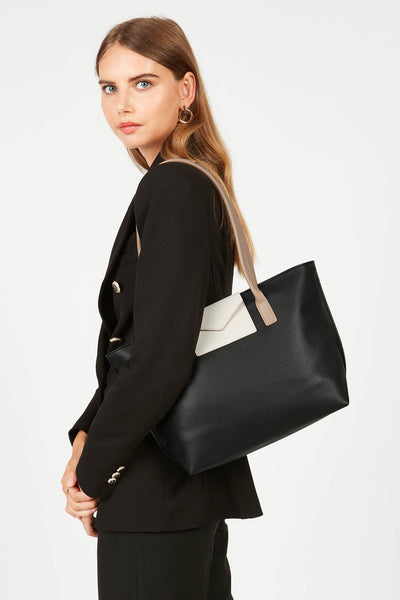 Sac Cabas/Shopping Maya Lancaster 517-29 Noir - Taupe - Galet