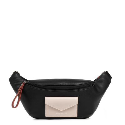 Sac banane Zippé Maya Lancaster 517-85 Noir - Galet Rosé - Cognac